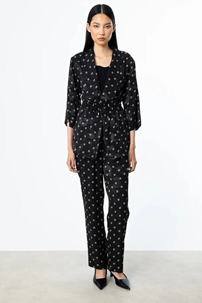 Ekol Women's Elastic Waist Patterned Trousers 4244