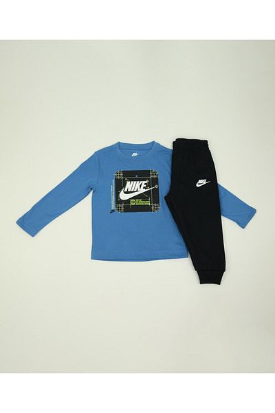 Nike Logo Graphic T-Shirt and Joggers Set - Blue
