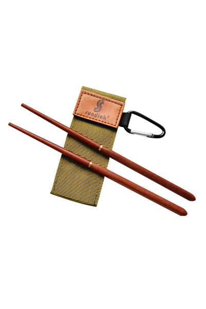 Choice عيدان تناول الطعام القابلة للطي باللون الأخضر العسكري من خشب الماهوجني...