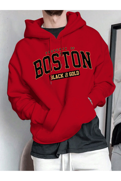 uyguntarz Unisex Boston Printed Oversize Sweatshirt