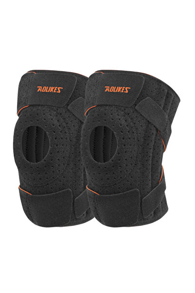 Aolikes 7611--زوج واحد من دعامات الركبة باللون الأسود مع مثبتات جانبية لألم ا...