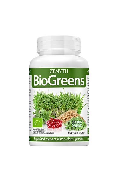 Zenyth Pharmaceuticals Supliment alimentar BioGreens SuperFood cu germeni, alge și lăstari, Zenyth, 120 capsule