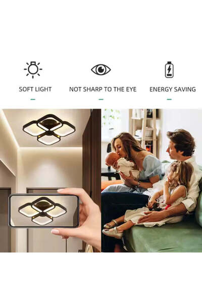 KORMAN TECHNIK Πολυέλαιος LED VERTEX Tesser 36W, 4 τετράγωνα, Ψυχρό/Ζεστό/Ουδέτερο φως, Μαύρο