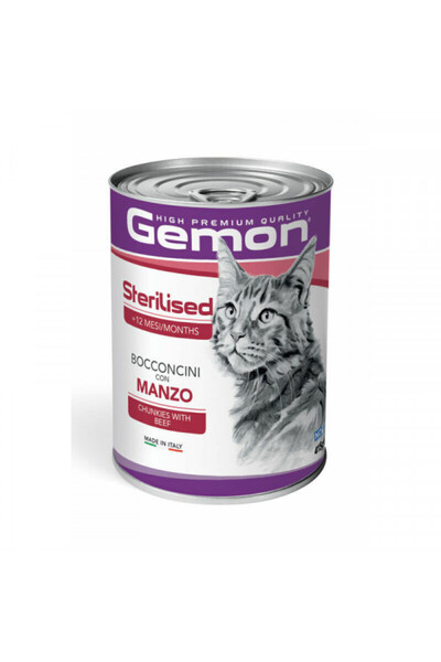 Monge Gemon Chunkies Sterilised Cat - Hrană umedă completă - Vită - 415g