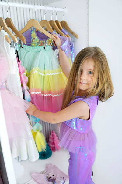 DUCA KIDS Işıltılı İspanyol Deniz Kızı Takımı-Lila