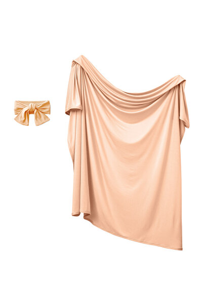 Anvi Baby طقم عصابة رأس وقماط عضوي - لون خوخي