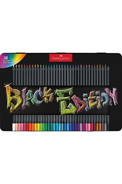 Faber Castell Triangular colored pencils black edition metal box Faber-Castel...