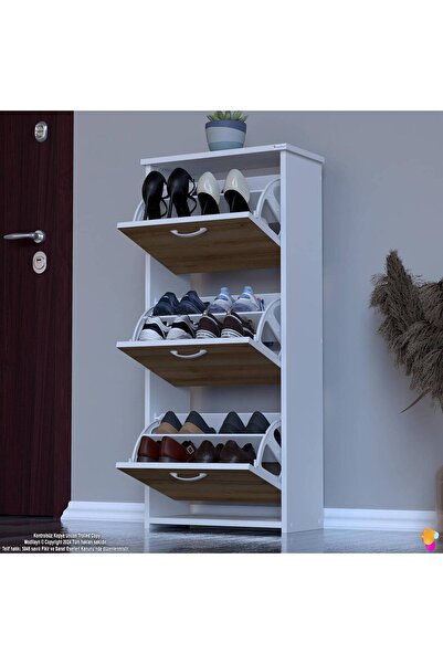 Modilayn WEST Antre 52x116x 26 cm’ lik 3 Düşer Kapak 6 Göz Bölmeli Ayakkabılık