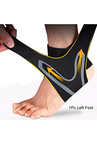 Choice4 رباط ضاغط أسود للكاحل الأيسر، قطعة واحدة، داعم للكاحل، يسمح بمرور الهواء، ضمادة للقدم للجري وكرة القدم