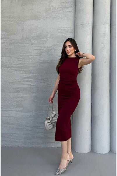 IŞILDA FASHION Drapeli Midi Elbise