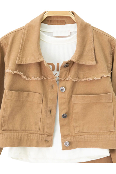İrem Çocuk Giyim Girl's Brown Gabardine Jacket Pants Badu Triple Suit