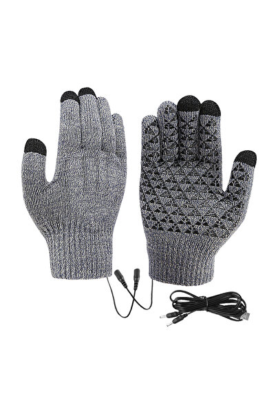 MOJOYCE Grey Electric Heated Gloves Touch Screen Outdoor Riding Skiing Mitten...