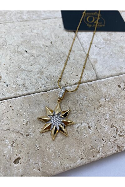 Byoz store Steel Ball Gold Chain Star Charm Flush Zircon Stone Women's Necklace