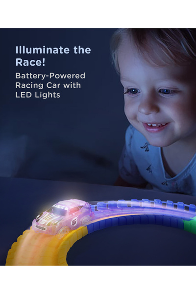 PlayNation Play Nation Premium Glow In Dark Car Race Track Set, 6 Years+, Multicolor - 221 Pieces