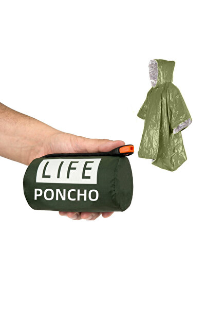 Choice green LIFE poncho Emergency Survival Rain Poncho Thermal Survival Space Blanket Raincoat Heat Reflec