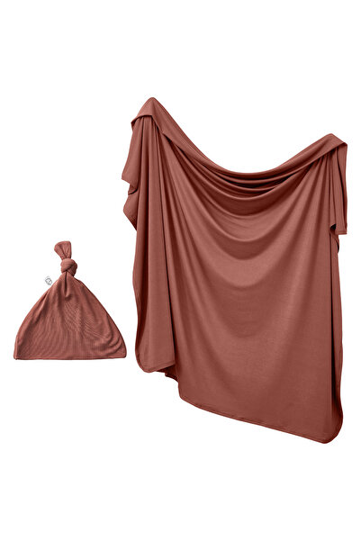 Anvi Baby قماط وقبعة من الخيزران المرن من سباندكس - لون شوكولاتة