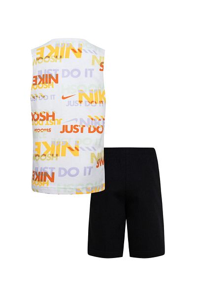 Nike Sportswear All Over Printed Tank T-shirt and Shorts Set - White and Black