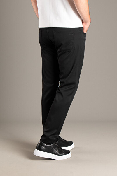 ZEKİ ÖZER Men's Black Flexible Linen Pants
