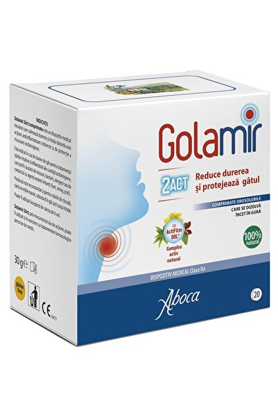 ABOCA Comprimate orodispersabile pentru gât, Golamir 2Act, 20 de comprimate