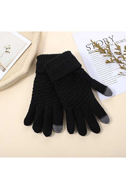 Choice زوج واحد من القفازات السوداء الدافئة للشتاء للرجال والنساء، قفازات صوف...