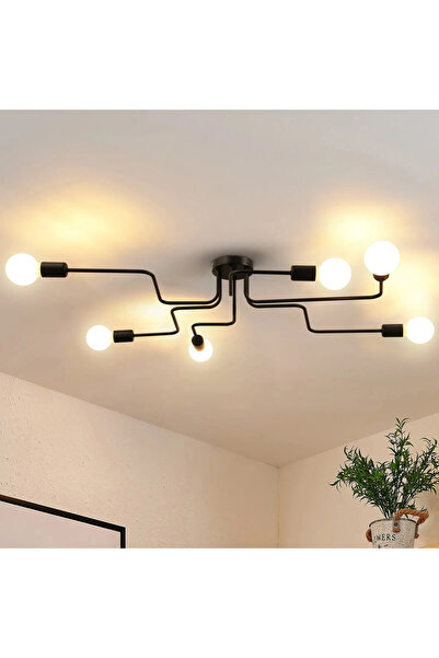 KORMAN TECHNIK Chandelier MODERNIST Hexa 6, 6x E27, Black, Modern Design