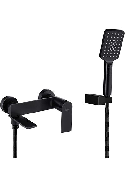 Generic Bath Tap with Hand Shower Wall Mounted Bath Tap Black Tap for Bathroom 90° Rotating Sp