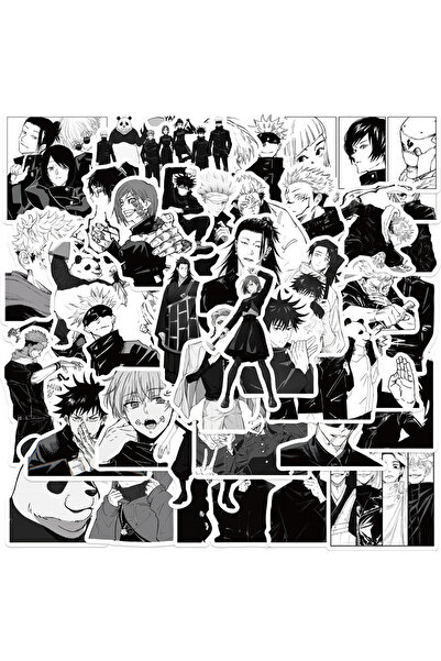 Choice 50 قطعة من ملصقات أنيمي جوجوتسو كايسن باللونين الأبيض والأسود ملصقات ج...