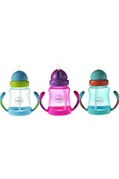 InnovaGoods Minut Baby Spill-Proof Cup with Handles and Silicone Straw, Blue, 6+, 210 ml