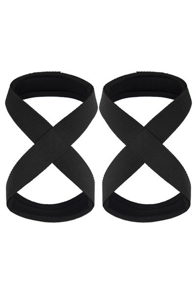Choice A-Figure 8-BLACK Padded Figure 8 Straps Deadlift Weight Lifting Wrist Straps Power Lifters Workout P