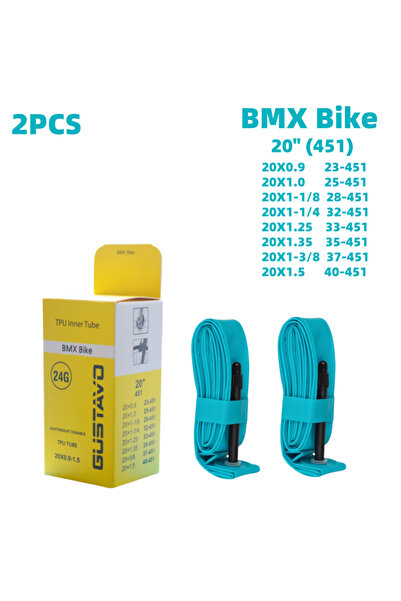 Choice صمام بريستا 20 بوصة 500 مم 65 مم قطعتان 20X0.9-1.5 451 جوستافو أنبوب داخلي للدراجة مصنوع من مادة TPU إطار دراجة BMX Tu