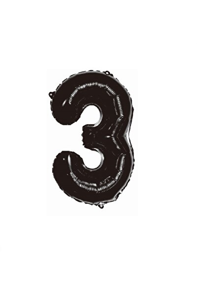 SDX Market Balon folie metalică, Numărul 3, 100 cm, Negru