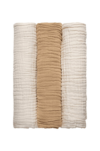 Anvi Baby 100% Organic Cotton Muslin Bath Towel - Cloud & Sand - 3pcs