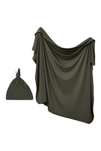 Anvi Baby Stretchy Bamboo Spandex Swaddle & Hat - Green