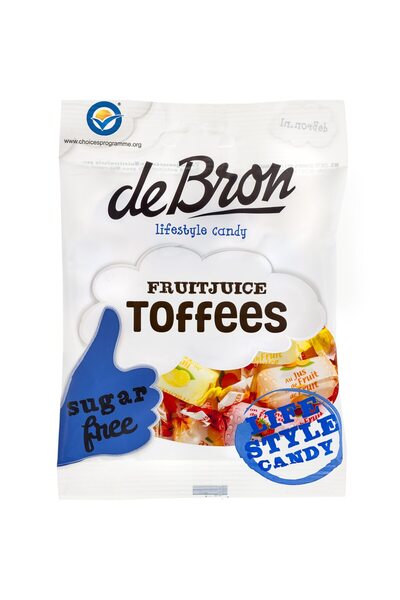 DEBRON Carameluri cu aromă de fructe moi, fără zahăr și fără gluten, 90g