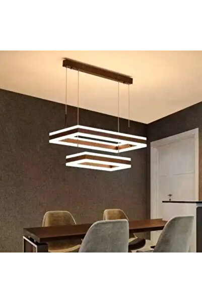 LED CONCEPT Lustra LED cu 3 tipuri de lumina si telecomanda, maro, patrata, 7...