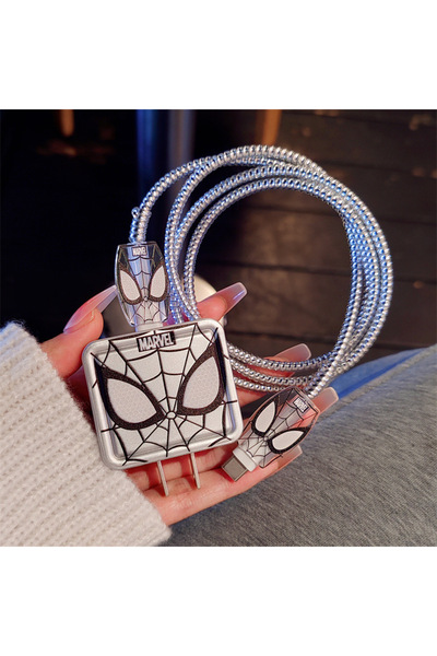 Miniso كابل بيانات Apple 20W Spiderman Iphone Ipad غطاء حماية كابل شحن مضاد ل...