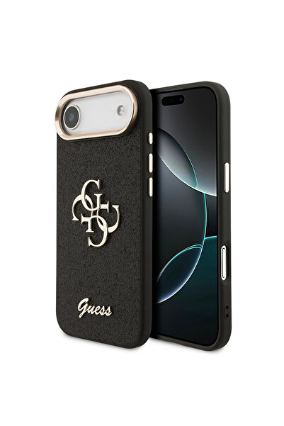 Guess حافظة iPhone 17 Air مرخصة 4G غطاء لامع مع إطار كاميرا معدني كبير وشعار ...