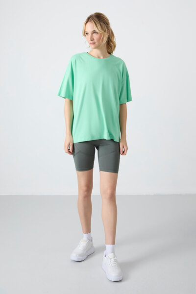 TOMMY LIFE Oversize Fit Basic O Neck 3 Pack Water Green-White-Candy Pink Women's T-Shirt 97285