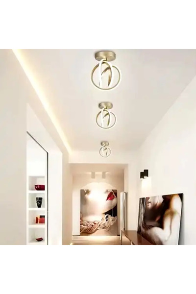 LED CONCEPT Lustra LED cu 3 tipuri de lumina, aurie, rotunda, 28W, 25x25x15cm