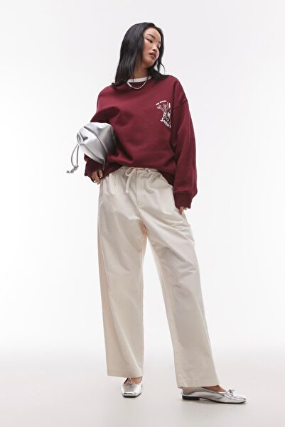 The Champ Clothing Oversize Unisex Sweatshirt Bordo – 3 İplik Şardonlu Polar Kumaş, Bisiklet Yaka, Salut Arka Baskılı