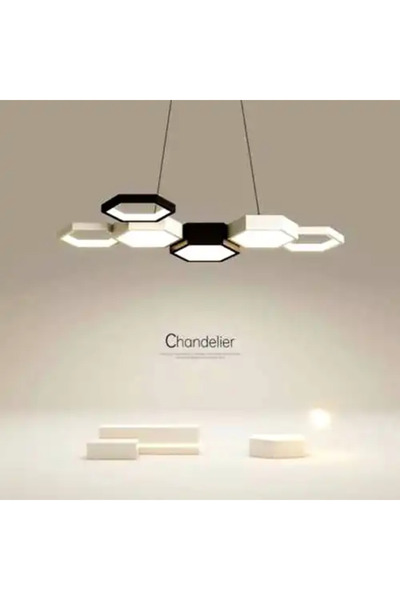 LED CONCEPT LED chandelier with 3 types of light and remote control, white, linear, 144W, dimmable, 85x41x100cm