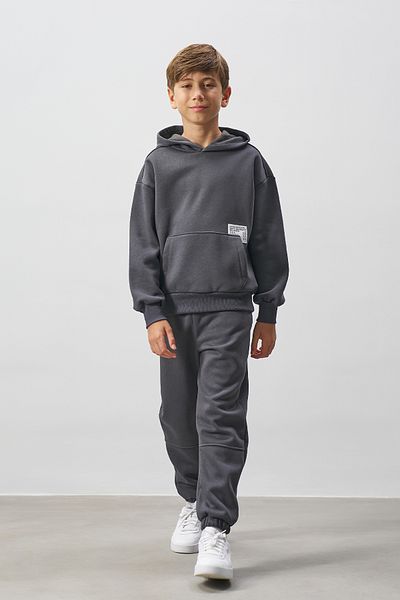 Minipodyum Kangaroo Pocket Hooded Boys Bottom Top Tracksuit Set