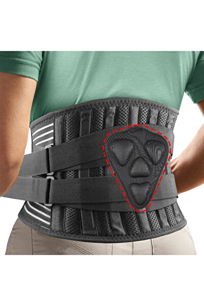 Choice M أسود - قطعة واحدة دعامة ظهر لتخفيف آلام أسفل الظهر - حزام دعم قطني قابل للتنفس مع وسادة لـ