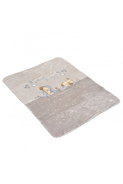 Cangaroo Paturica pentru bebelusi catifelata Softy Lovely Day, 140x110 cm, cutie cadou, 0+ luni, Bej/Maro