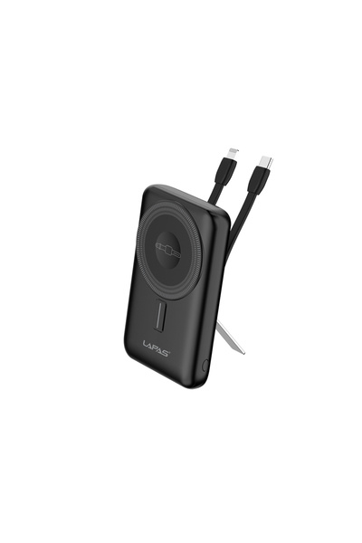 Lapas LP-PW004 Akıllı Saat Kablosuz Şarj Özellikli Wireless Powerbank 10000mAh 15W Siyah