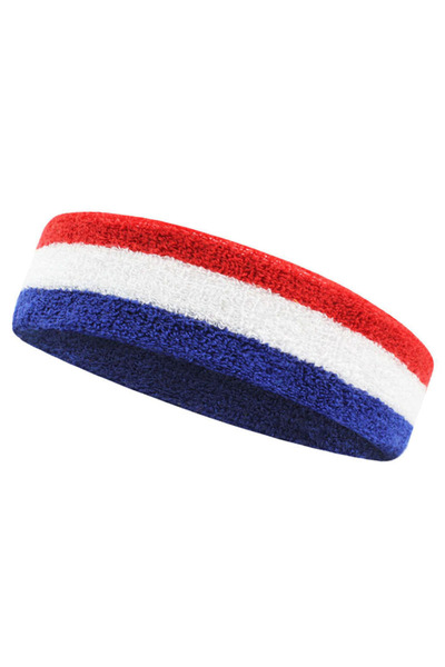 Aolikes Blue white red Sports Headband,Cotton Sweat Head Bands,Moisture Wicking Athletic Terry Cloth