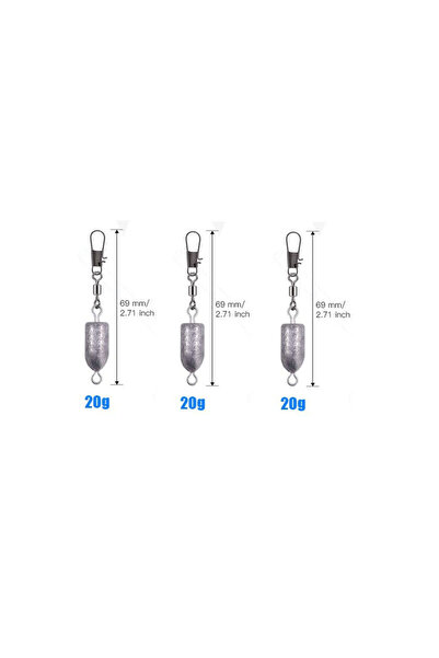 Choice 20 جرام 3 قطع أوزان ثقل الصيد ثقل رصاصي دوار مع موصل قفل متداخل 1