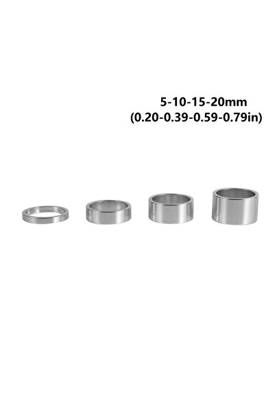 Choice طقم فاصل سماعة رأس الدراجة الفضي 5 10 15 20 مم، 4 قطع، 5 مم 10 مم 15 م...