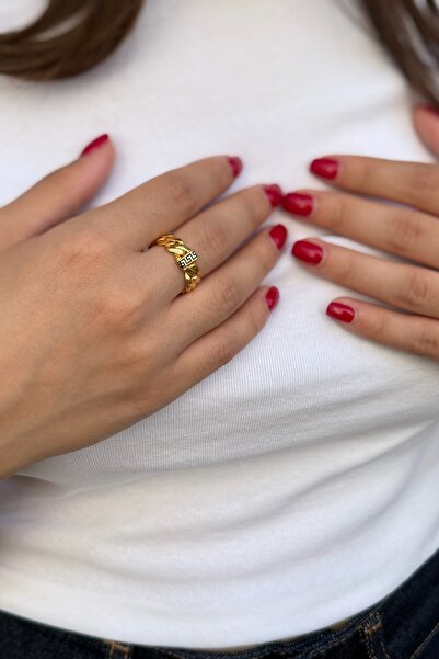 Utku Kuyumculuk 22 AYAR SİYAH MİNELİ GREK DESEN ZİNCİR YÜZÜK