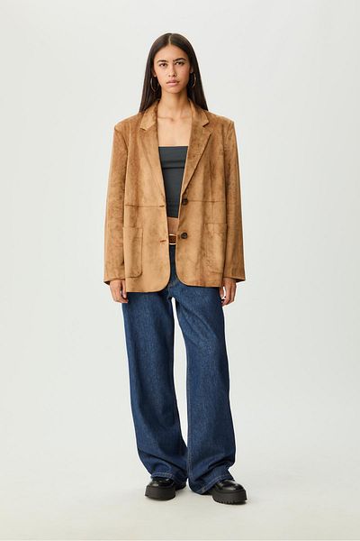 Stradivarius Faux suede blazer with pockets